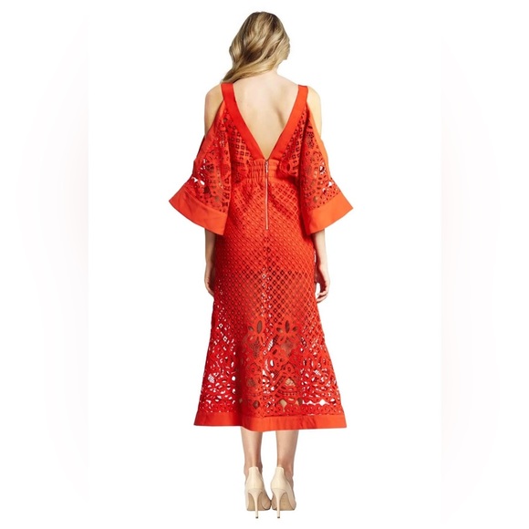 ALICE MCCALL Break Love Red Lace Cold Shoulder Midi Dress - Picture 6 of 16